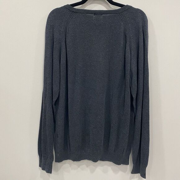 VTG LATITUDE by Northern Isles Mens XL Dark Gray Silk Cashmere Crewneck Sweater - Picture 2 of 12